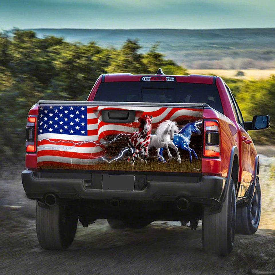 Three Horses American truck Tailgate Decal Sticker Wrap Tailgate Wrap Decals For Trucks