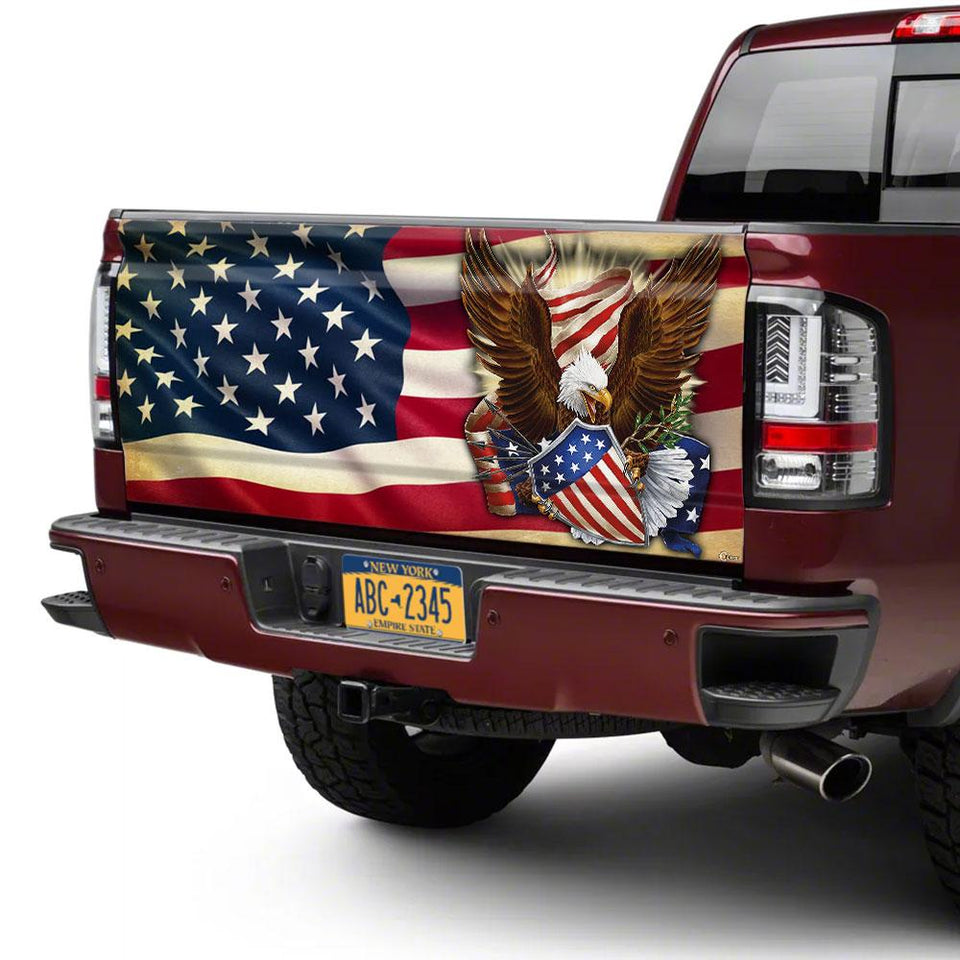 Patriotic American Eagle truck Tailgate Decal Sticker Wrap Tailgate Wrap Decals For Trucks