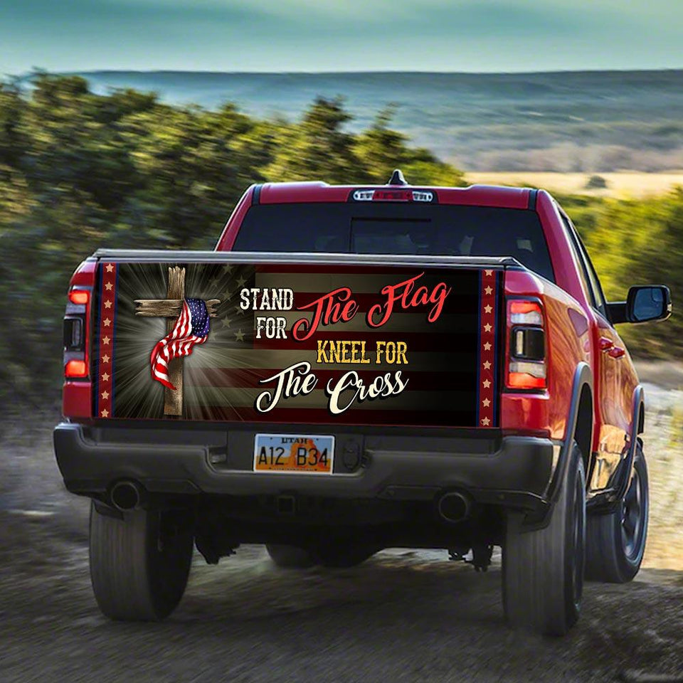 Stand For The Flag Kneel For The Cross truck Tailgate Decal Sticker Wrap Tailgate Wrap Decals For Trucks