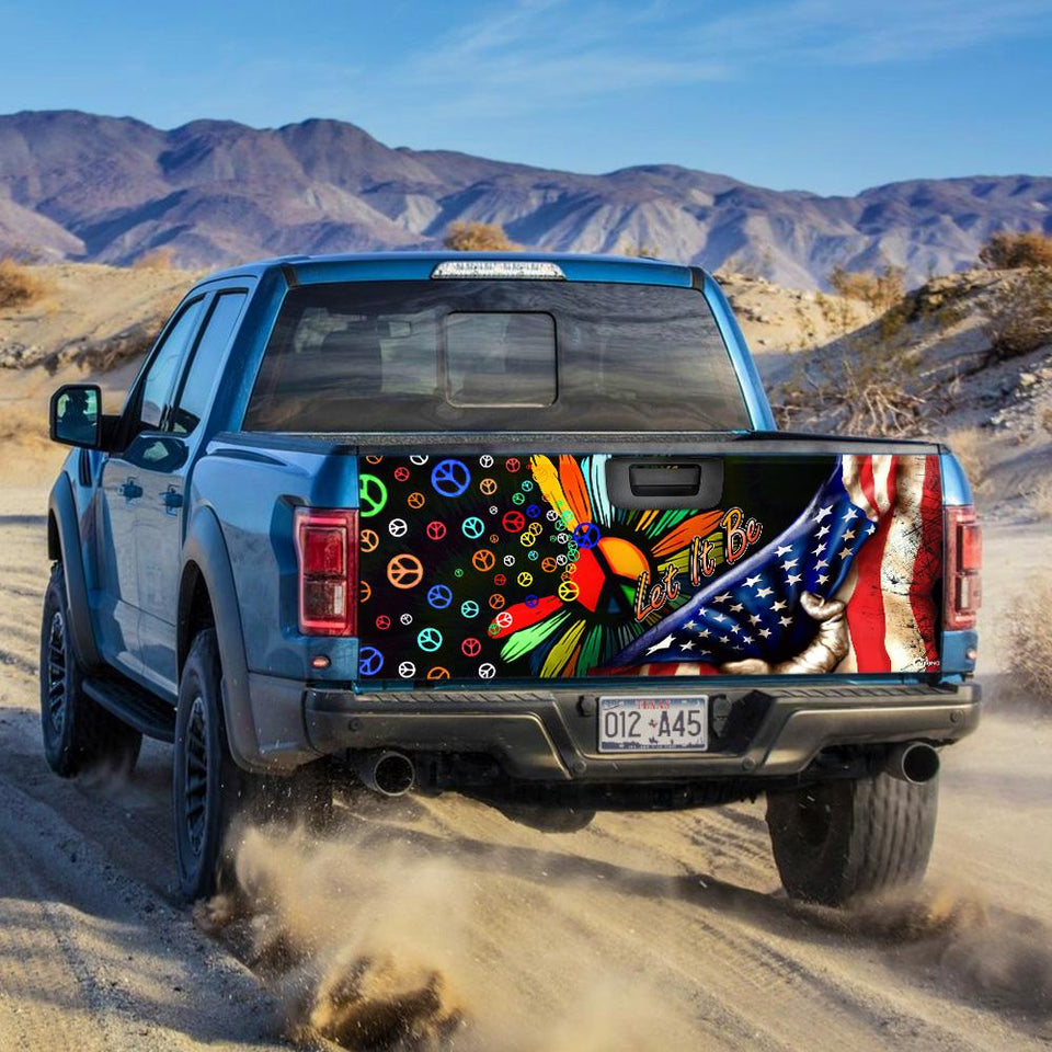 Hippie truck Tailgate Decal Sticker Wrap Let It Be Tailgate Wrap Decals For Trucks
