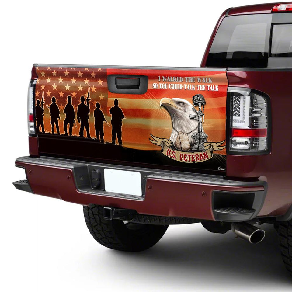 Veterans truck Tailgate Decal Sticker Wrap Veteran Day Veteran Gifts Veteran Decoration Idea I Walked The Walk So You Could Talk The Talk Tailgate Wrap Decals For Trucks