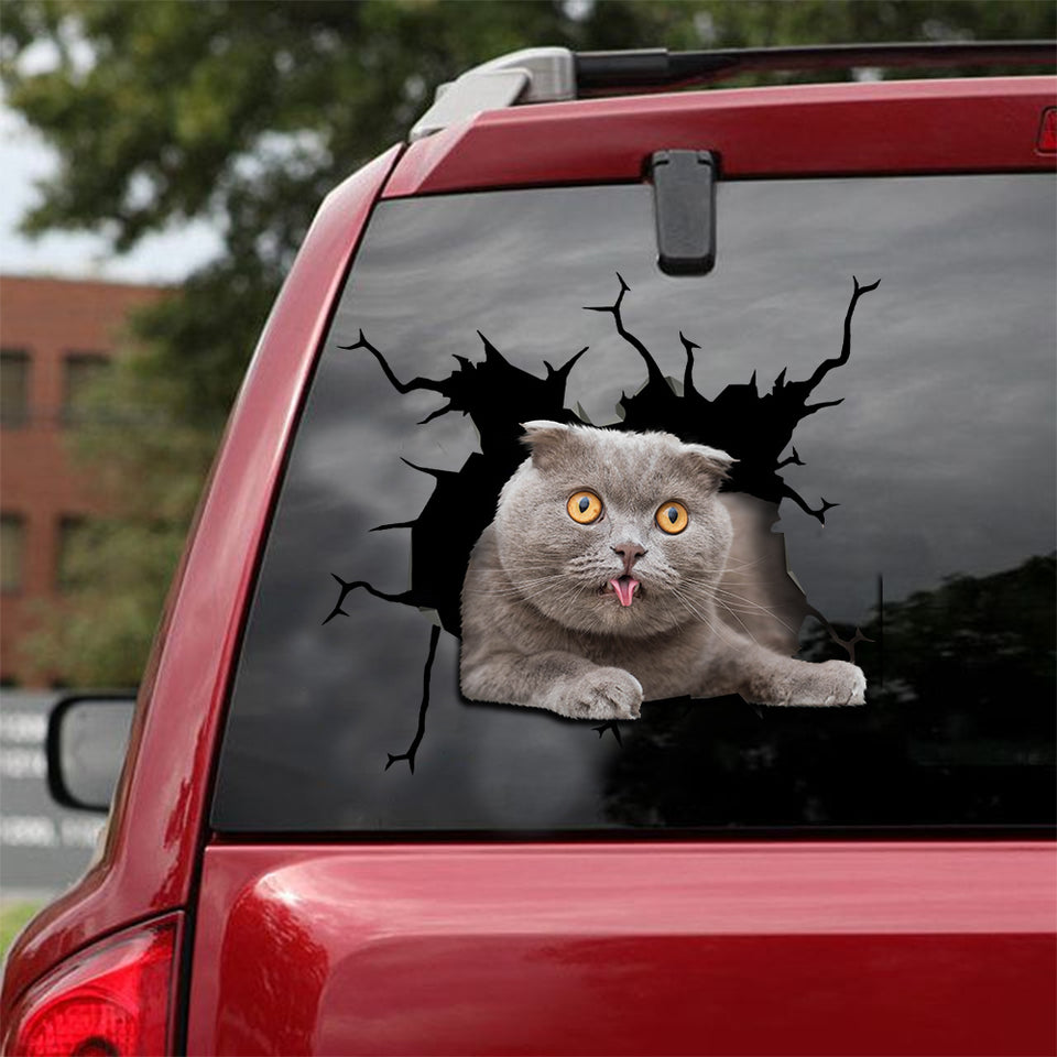 The Scottish Fold Crack Decal For Rear Window Wiper Funny Clear Stickers Mother's Day Gift Ideas - Cat Lovers die-cut waterproof vinyl sticker decal