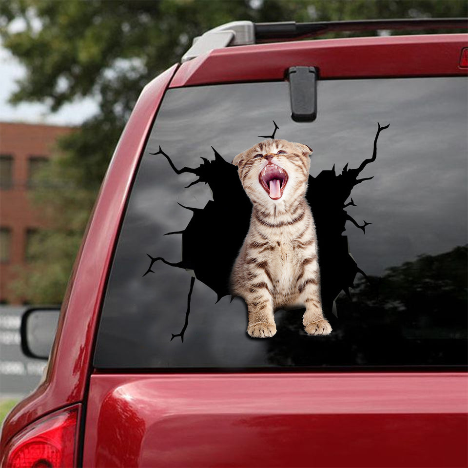 The Scottish Fold Crack Sticker Car Window Lovely Window Stickers Good Gifts For Boyfriend - Cat Lovers die-cut waterproof vinyl sticker decal