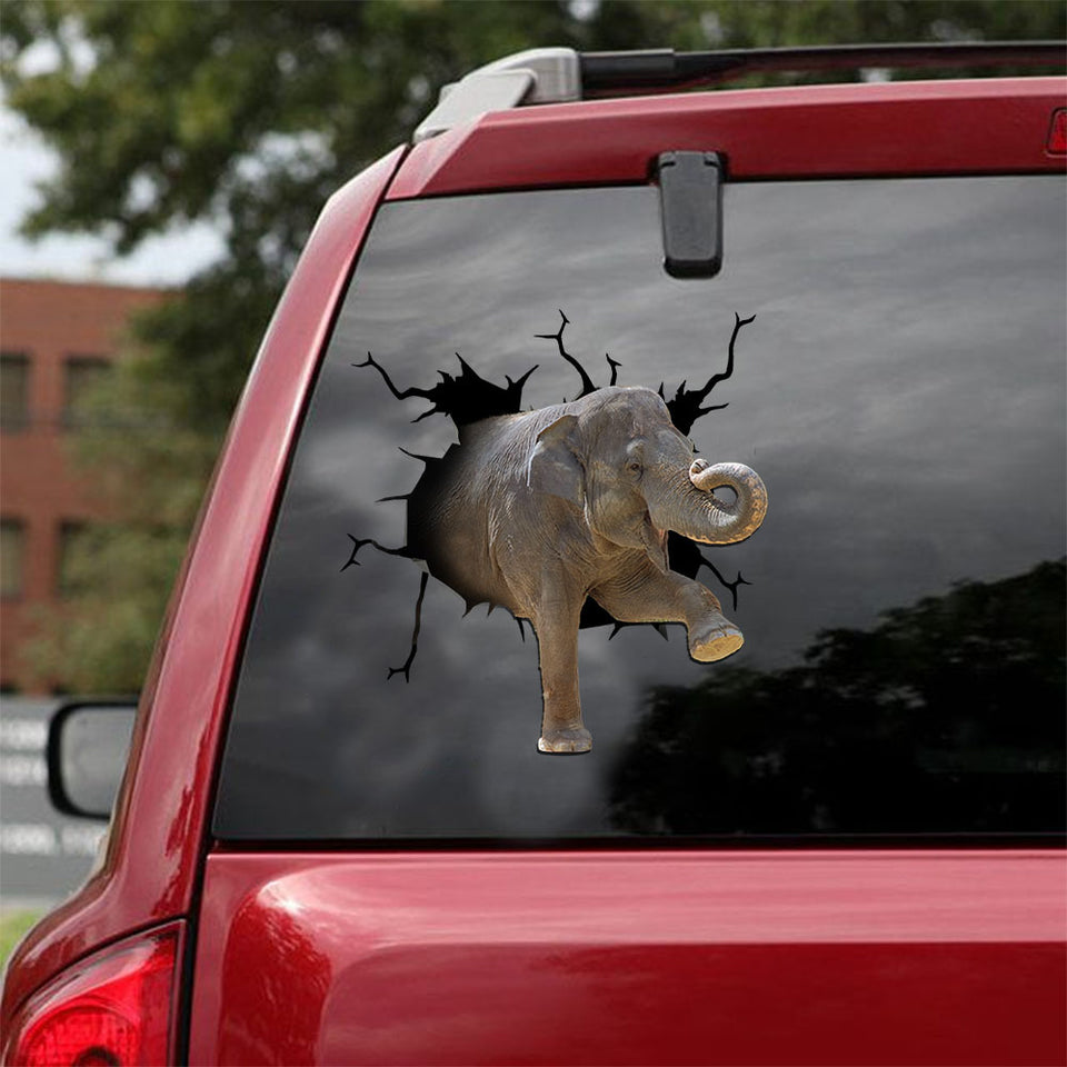 [ld1383-snf-lad]-elephant-crack-car-sticker-elephants-lover