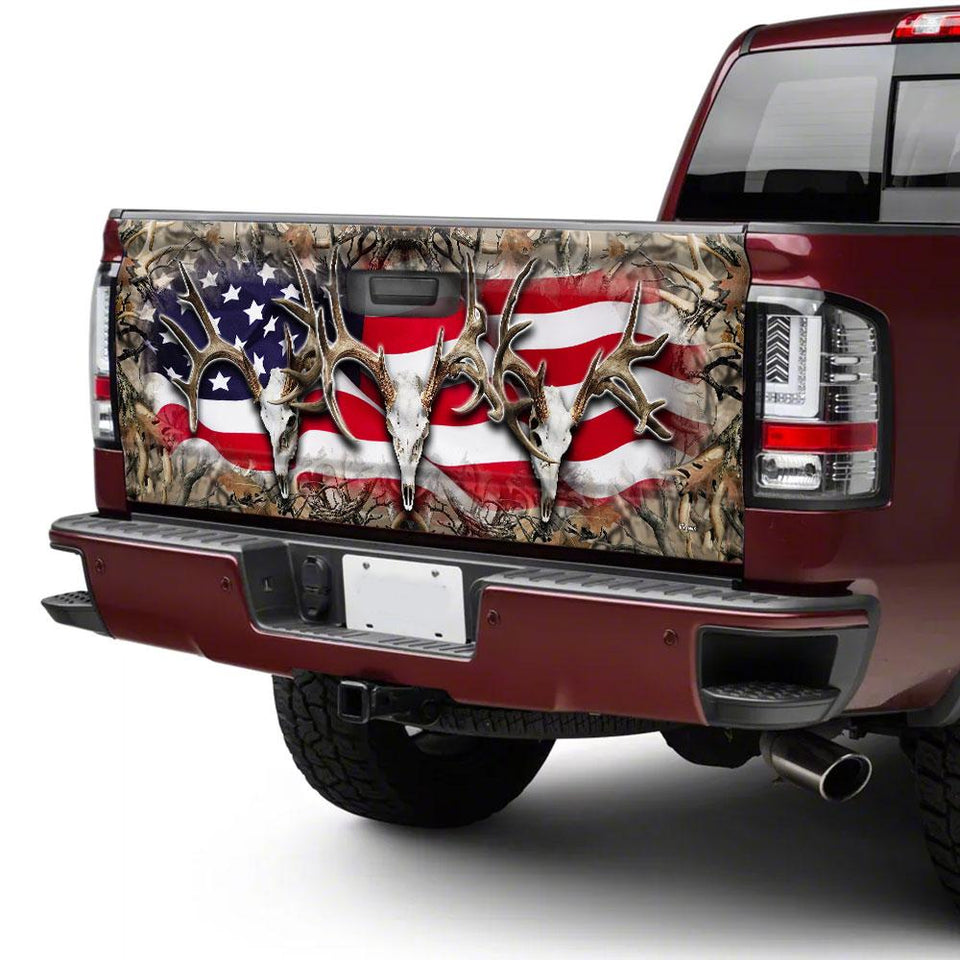 Deer Skull Graphic American truck Tailgate Decal Sticker Wrap Tailgate Wrap Decals For Trucks