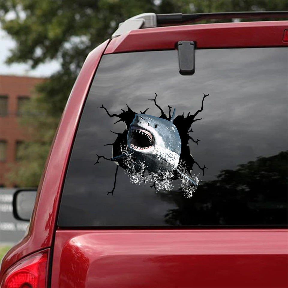 [sk1025-snf-ptd]-shark-crack-car-sticker-fishing-lover