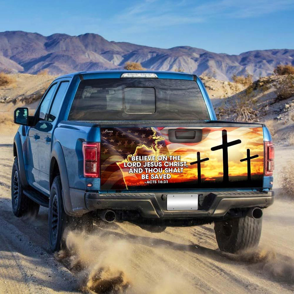 God Jesus Christ American truck Tailgate Decal Sticker Wrap Xmas Tailgate Wrap Decals For Trucks