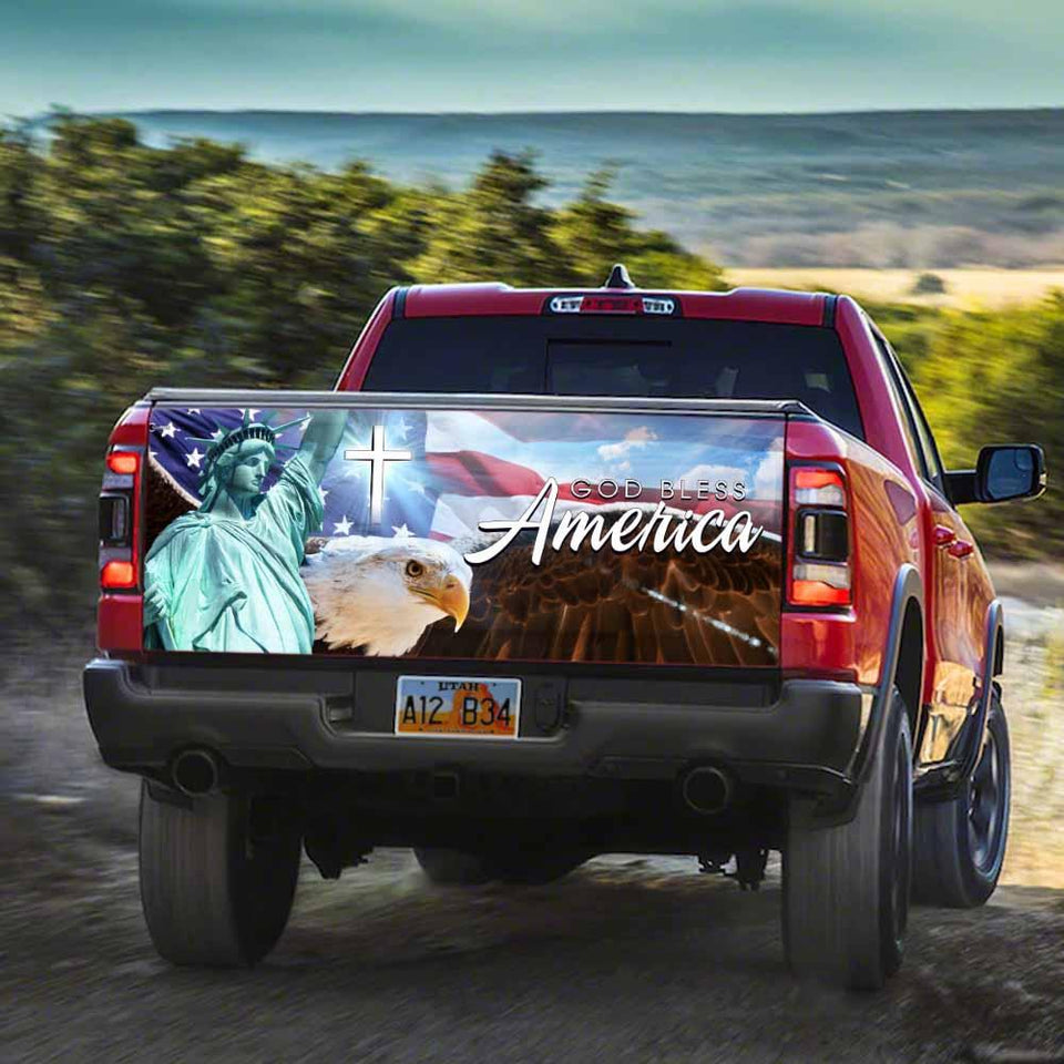 God Bless America Eagle truck Tailgate Decal Sticker Wrap Tailgate Wrap Decals For Trucks