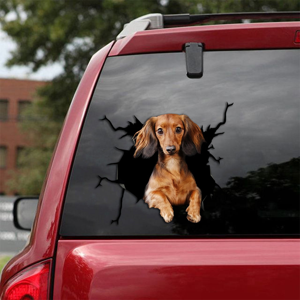 [th0017-snf-tpa]-dachshund-crack-sticker-dogs-lover