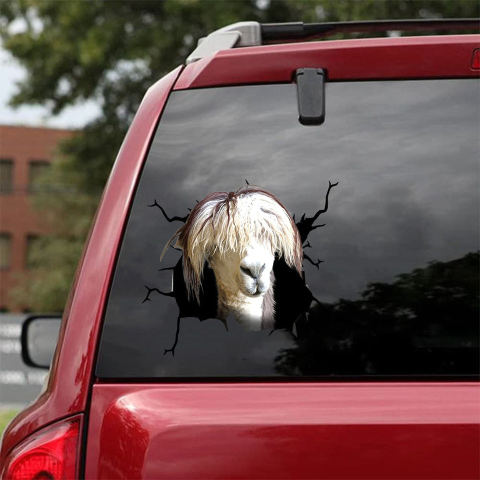 [da0445-snf-tnt]-funny-llama-crack-car-sticker-animals-lover-appy-outside-12x12inch