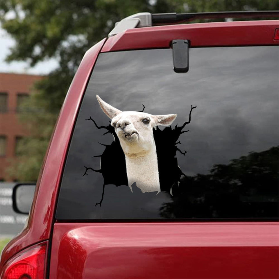 Funny Llama Crack Sticker Box Funny Decal Stickers Best Housewarming Gifts - General die-cut waterproof vinyl sticker decal