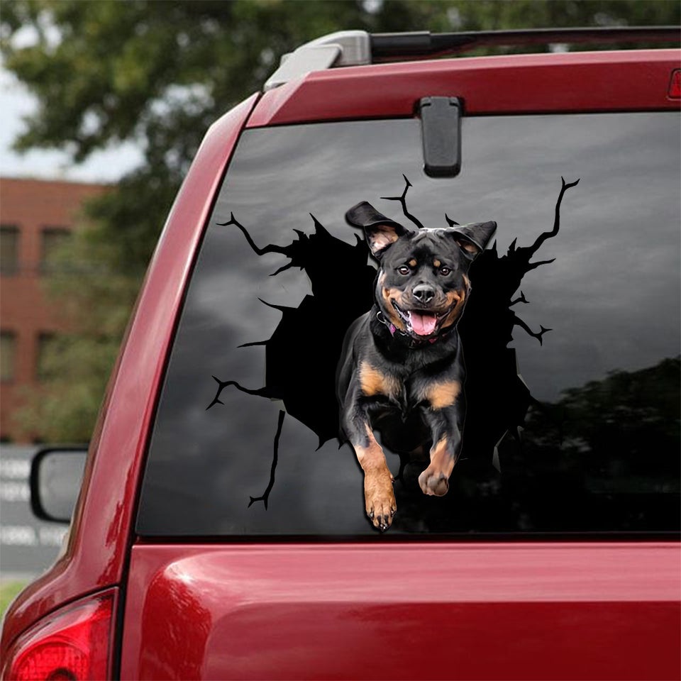 Rottweiler Crack Stickers For Scrapbooking Cuteness Overloaded Car Decals Teacher Appreciation Gifts - Dog Lovers die-cut waterproof vinyl sticker decal