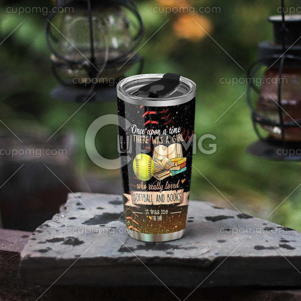 A Girl Who Loved Softball And Books Tumbler 20oz DBX1748