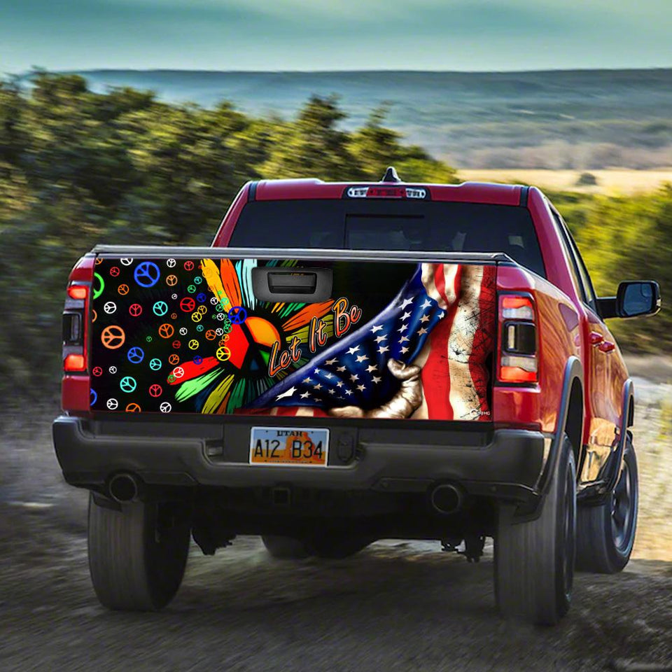 Hippie truck Tailgate Decal Sticker Wrap Let It Be Tailgate Wrap Decals For Trucks