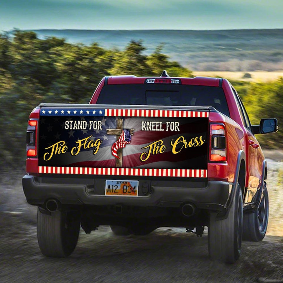 Stand For The Flag Kneel For The Cross truck Tailgate Decal Sticker Wrap Tailgate Wrap Decals For Trucks