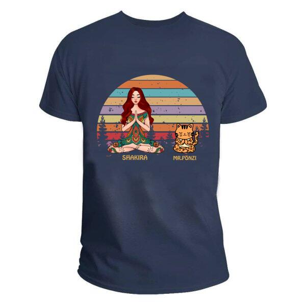 [LD1852-ds-lad] Cat yoga Customized t-shirt