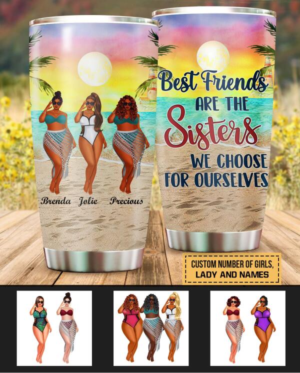 Custom summer lovers stainless steel tumbler with The Sisters for Ourselves design