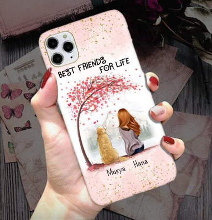 Customized Best Friends for Life phone case for dog lovers made of protective soft TPU silicone.