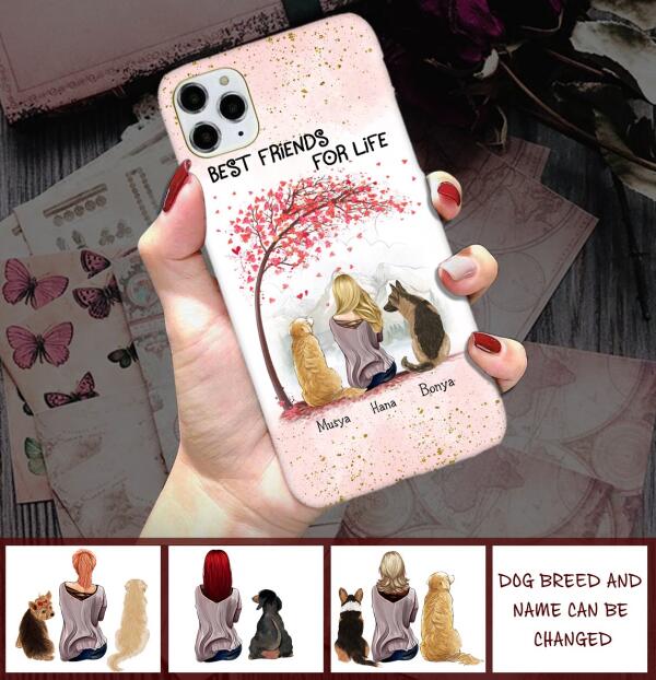 Customized Best Friends for Life phone case for dog lovers made of protective soft TPU silicone.
