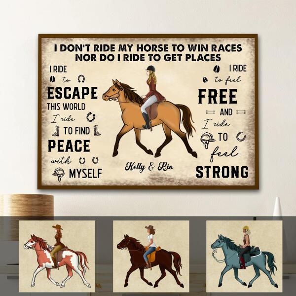 Ride To Feel Free customized poster for horse lovers featuring vibrant equestrian wall art design