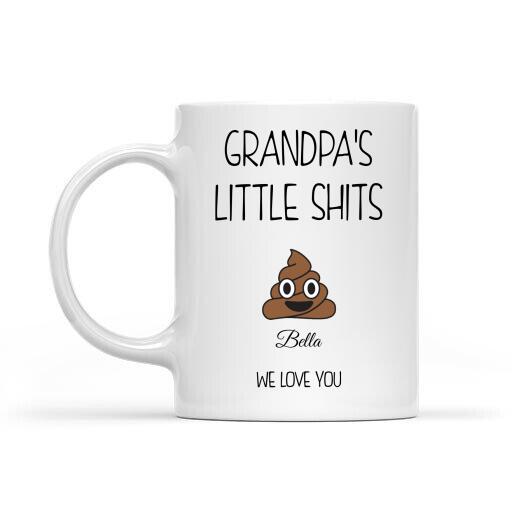 Personalized Little Shits We Love You white ceramic coffee mug customized with names for family lovers gift