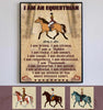 I Am An Equestrian customized poster print featuring horse themed art for equestrian home wall decor.