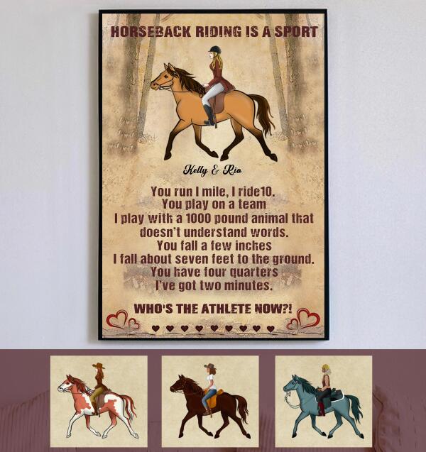 Horse Back Riding Is A Sport customized poster wall art print for horse lovers and equestrians.