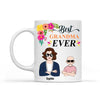 Best Family Member Ever personalized white ceramic coffee mug with custom photo or text print.