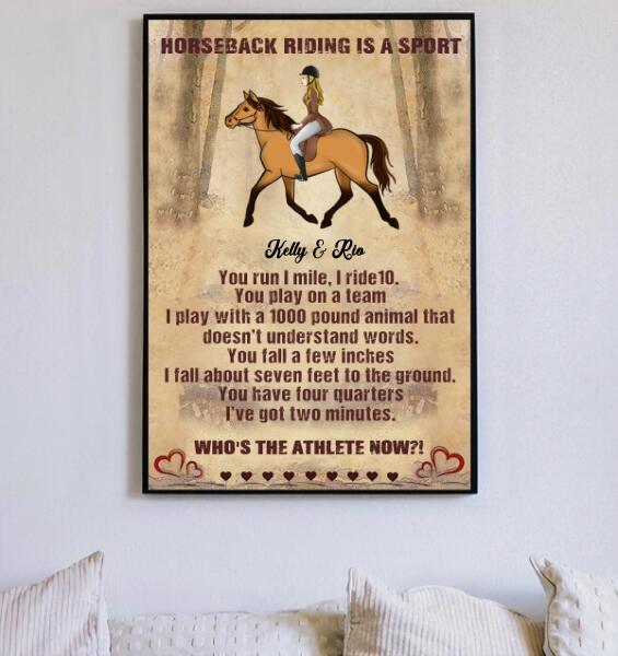 Horse Back Riding Is A Sport customized poster wall art print for horse lovers and equestrians.