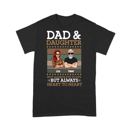 Dad and daughter always heart to heart personalized family customizer shirt design