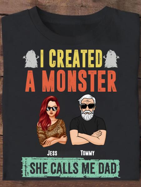 I Created Monsters customized shirt design with personalized family names on soft fabric