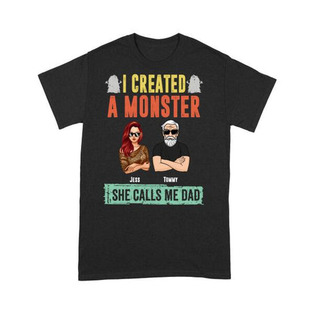 I Created Monsters customized shirt design with personalized family names on soft fabric