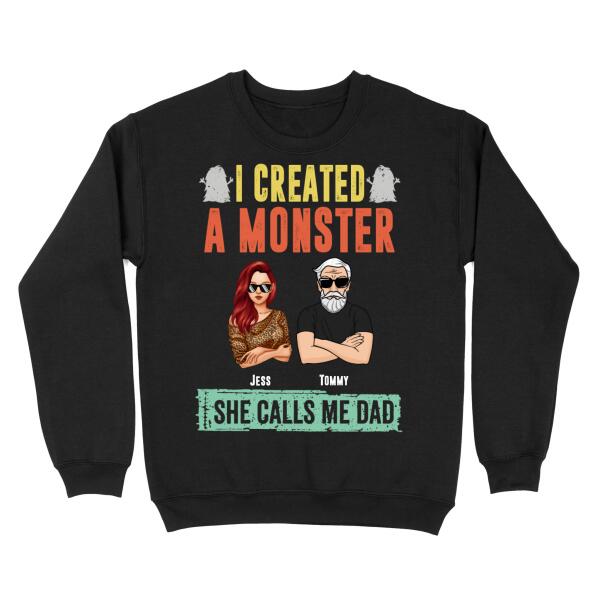 I Created Monsters customized shirt design with personalized family names on soft fabric