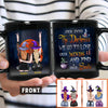 Find Our Soul personalized Halloween mug for friends featuring custom characters on black ceramic.