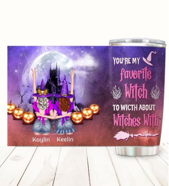 Customized insulated stainless steel tumbler featuring You're My Favorite Witch design for Halloween