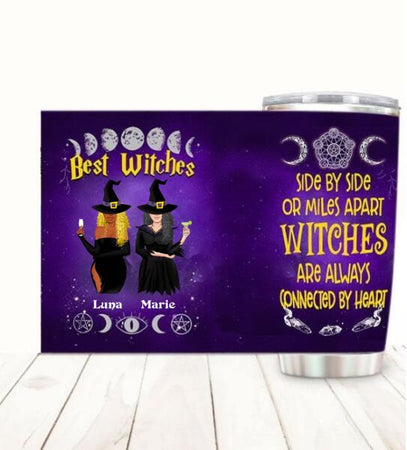 Best Witches Always Connected By Heart customized stainless steel tumbler for Halloween and best friends.