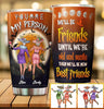 Custom stainless steel Halloween tumbler with funny Old and Senile friends quote and spooky graphic
