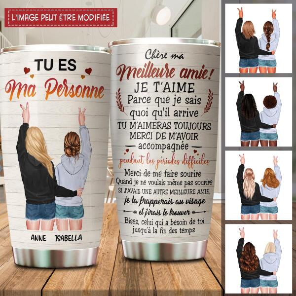 Tu Es Ma Personne customized stainless steel tumbler for friend and lovers gift
