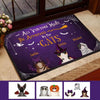 Custom cat lovers doormat with Halloween theme and All Visitors Must Be Approved By The Cats text