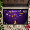 Custom cat lovers doormat with Halloween theme and All Visitors Must Be Approved By The Cats text