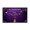 Custom cat lovers doormat with Halloween theme and All Visitors Must Be Approved By The Cats text