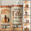 Customized stainless steel tumbler for dog lovers with Juste Une Fille Qui Aime Les Chiens autumn design.