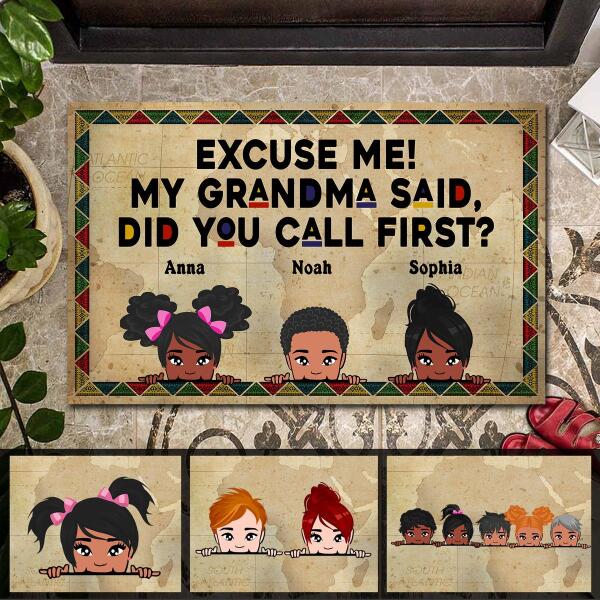 Customized doormat with My Grandma Said Did You Call First design for family lovers