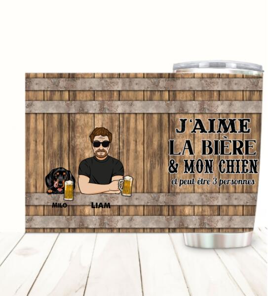 Personalized J'aime Boire Et Mes Chiens stainless steel insulated tumbler for dog lovers