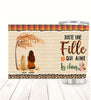Customized stainless steel tumbler for dog lovers with Juste Une Fille Qui Aime Les Chiens autumn design.