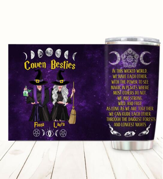 Besties in this wicked world customized stainless steel tumbler for Halloween lovers and friends