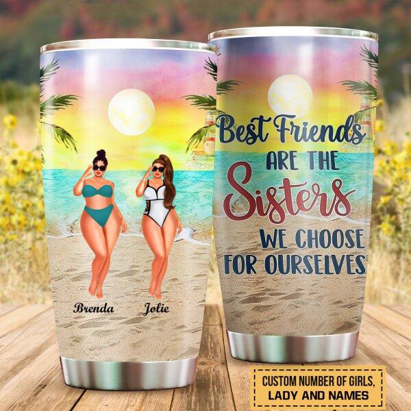 Custom summer lovers stainless steel tumbler with The Sisters for Ourselves design