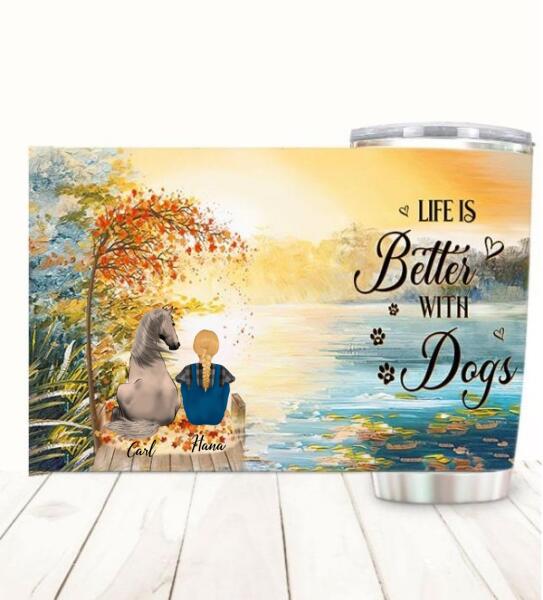 Life Is Better With Horse customized stainless steel tumbler with personalized equestrian artwork for horse lovers.