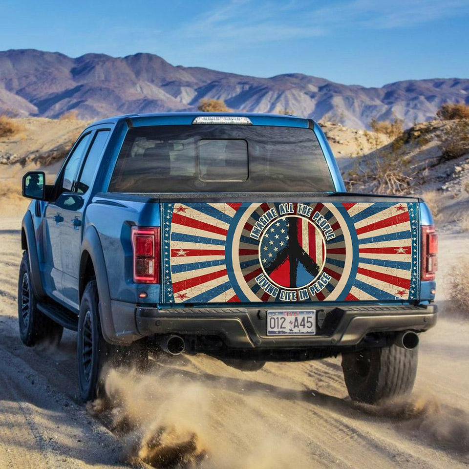 Hippie Peace Sitruck Tailgate Decal Sticker Wrap Tailgate Wrap Decals For Trucks