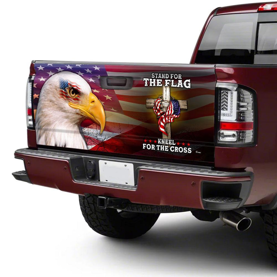 Stand For The Flag Kneel For The Cross truck Tailgate Decal Sticker Wrap Tailgate Wrap Decals For Trucks
